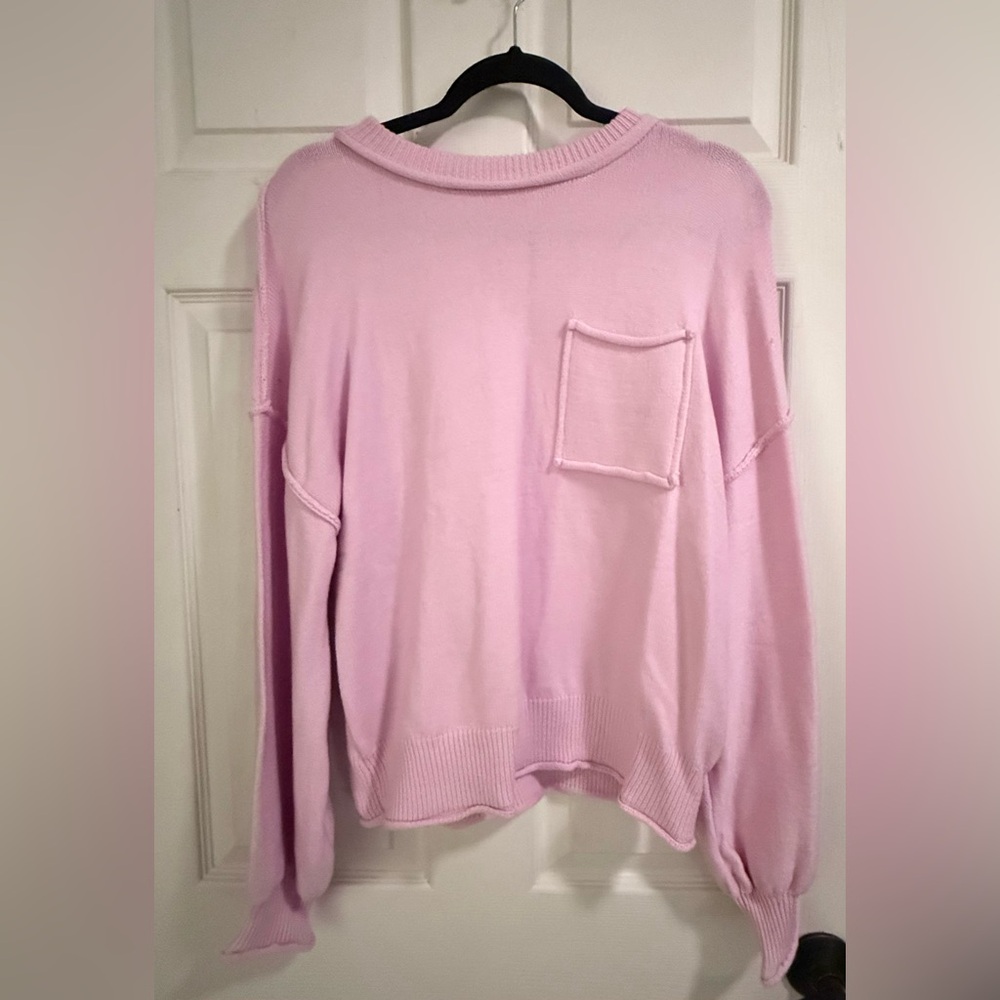 Roll Hem Ribbed Detail Drop Shoulder Sweater